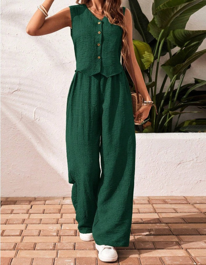 CHARISSA™ – Elegantes ärmelloses V-Ausschnitt-Oberteil und Hose Set