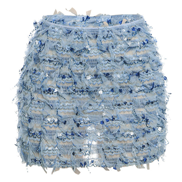 MARIA™ – Eleganter hoch taillierter Minirock mit Fransen-Detail
