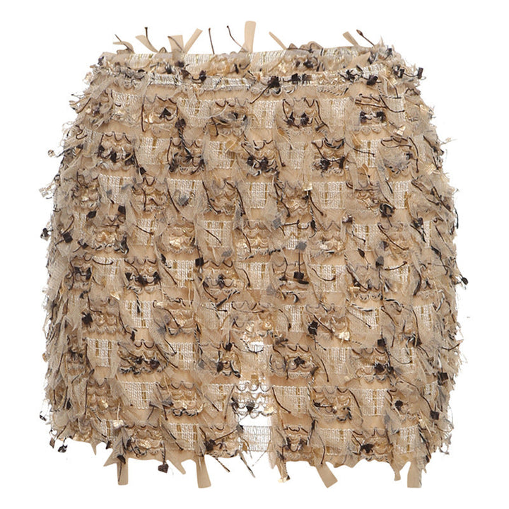 MARIA™ – Eleganter hoch taillierter Minirock mit Fransen-Detail