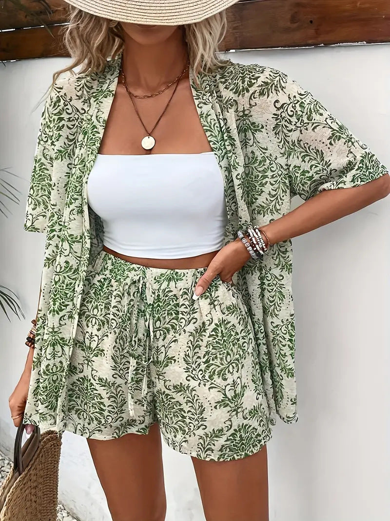 FANNIE™ – Einfaches Sommer-Blumen-Top und Shorts-Set
