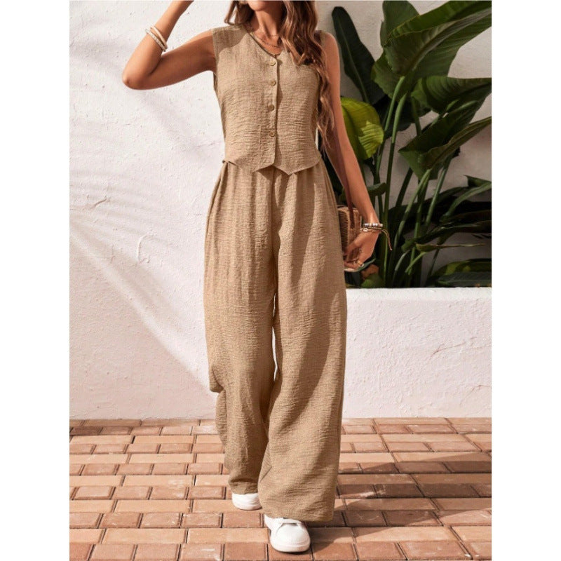 CHARISSA™ – Elegantes ärmelloses V-Ausschnitt-Oberteil und Hose Set