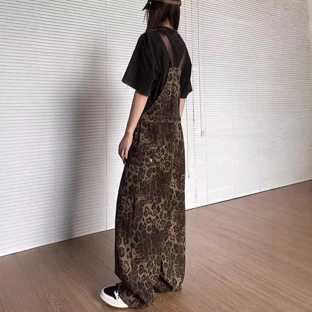 LUNTIAN™ – Vintage Leopard Overall mit weitem Bein