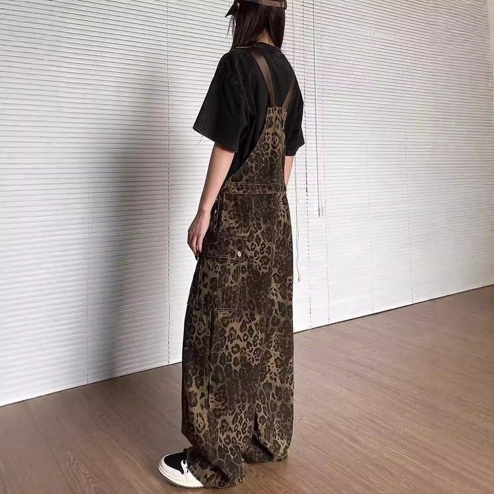 LUNTIAN™ – Vintage Leopard Overall mit weitem Bein