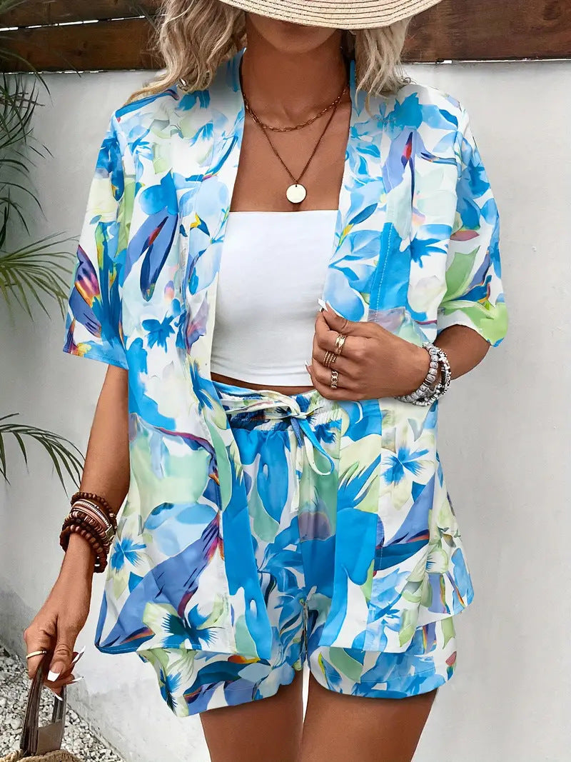 FANNIE™ – Einfaches Sommer-Blumen-Top und Shorts-Set