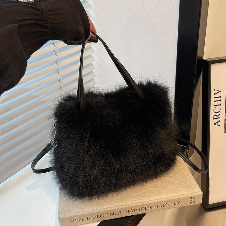 LIZZIE™ - Modische kleine Handtasche aus Kunstfell mit Griff und Schultergurt