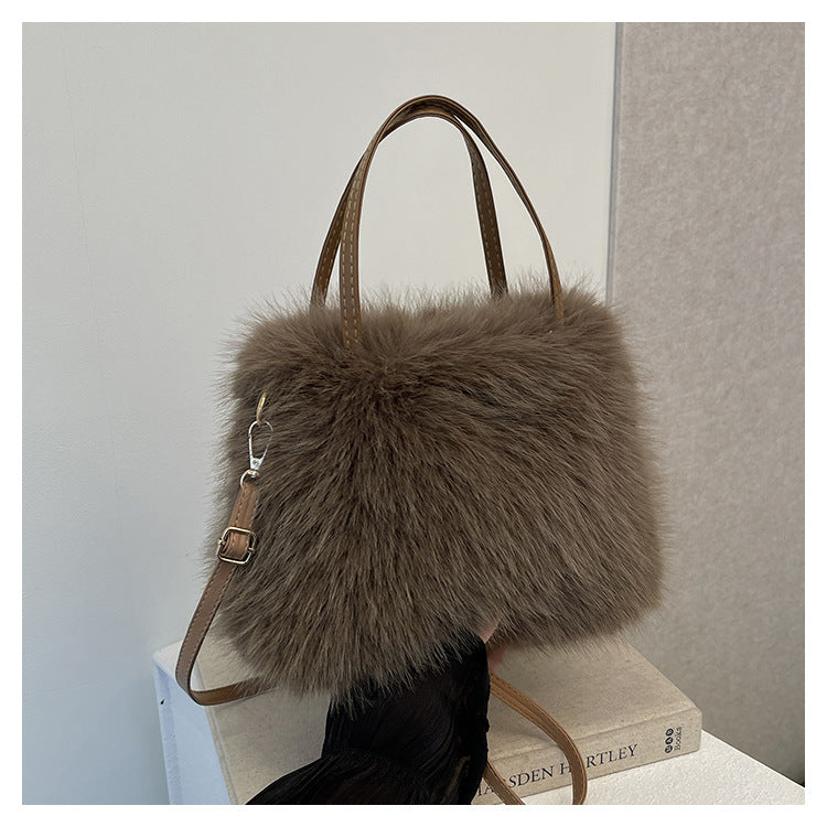 LIZZIE™ - Modische kleine Handtasche aus Kunstfell mit Griff und Schultergurt