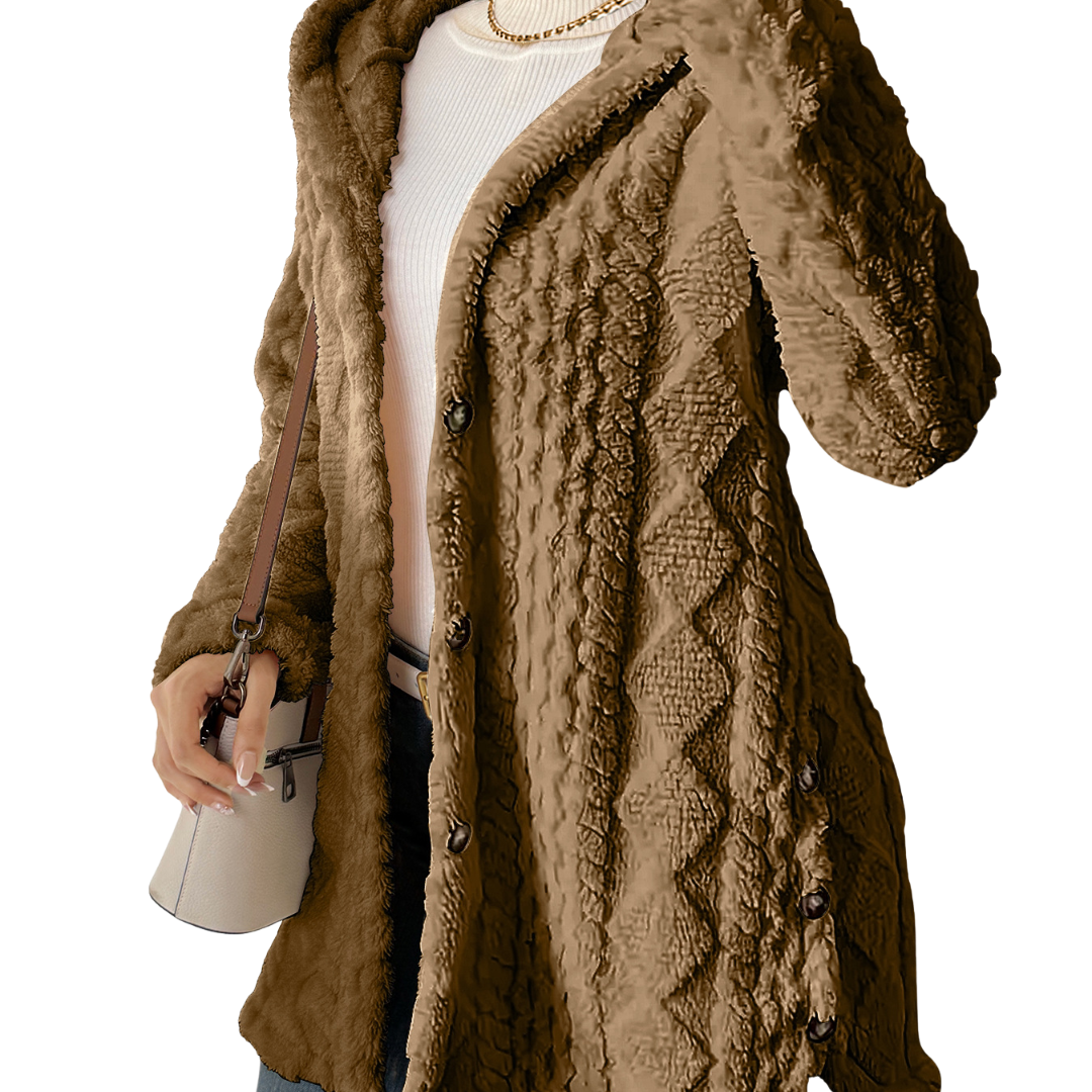 CLOVER™ – Kuschelige Jacquard-Fleece-Strickjacke mit Kapuze