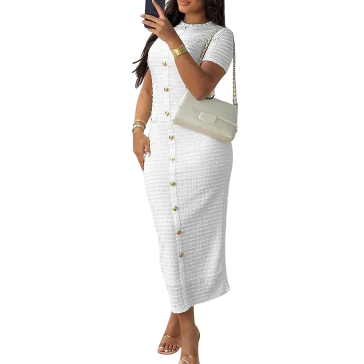 CLÉA™ – Französisches Vintage-Strickkleid mit Knöpfen