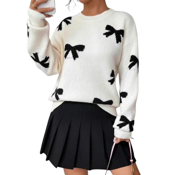 BRIGITTE™ – Gemütlicher Strickpullover mit Schleifendruck