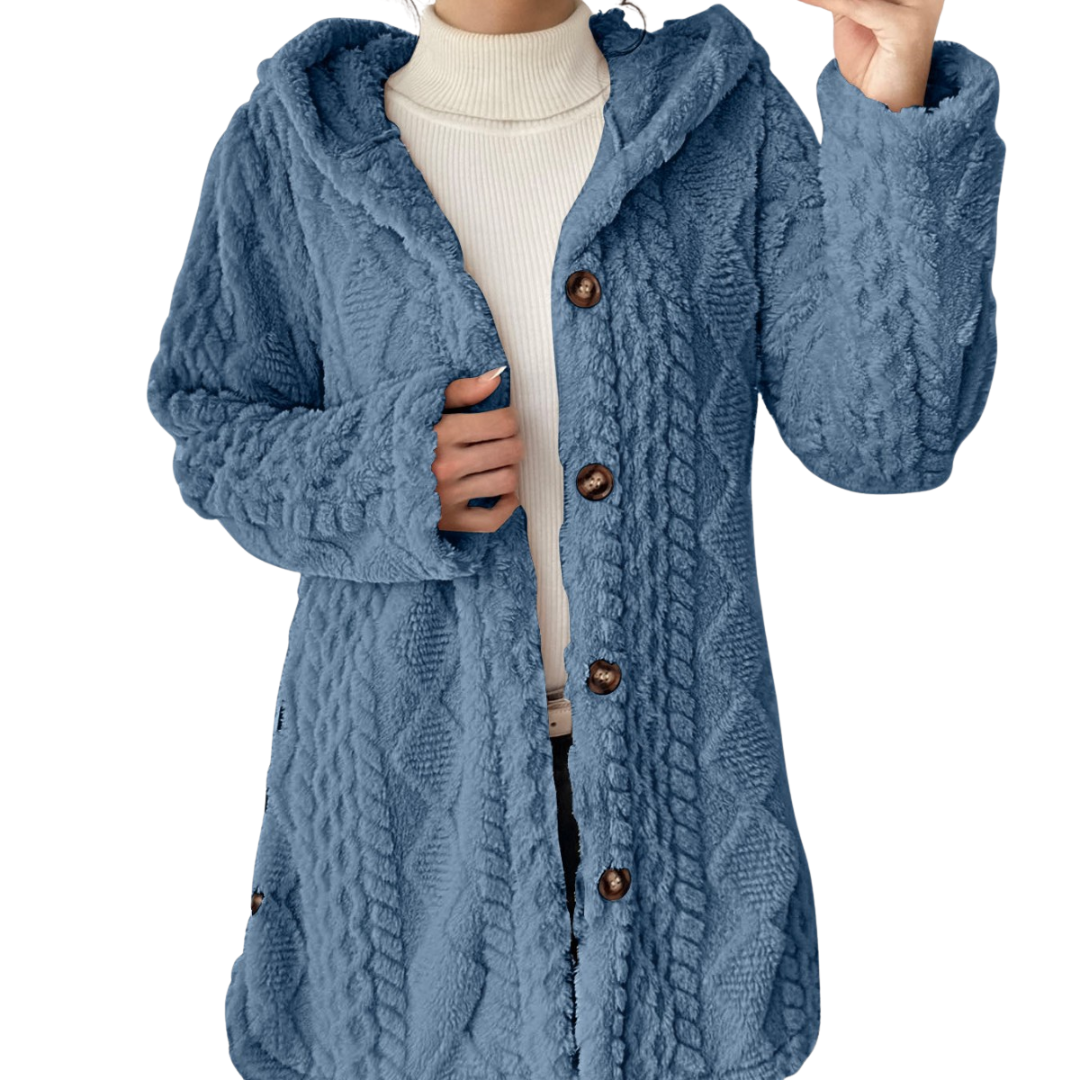 CLOVER™ – Kuschelige Jacquard-Fleece-Strickjacke mit Kapuze