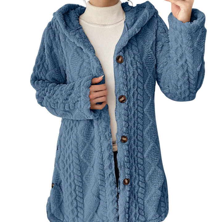 CLOVER™ – Kuschelige Jacquard-Fleece-Strickjacke mit Kapuze