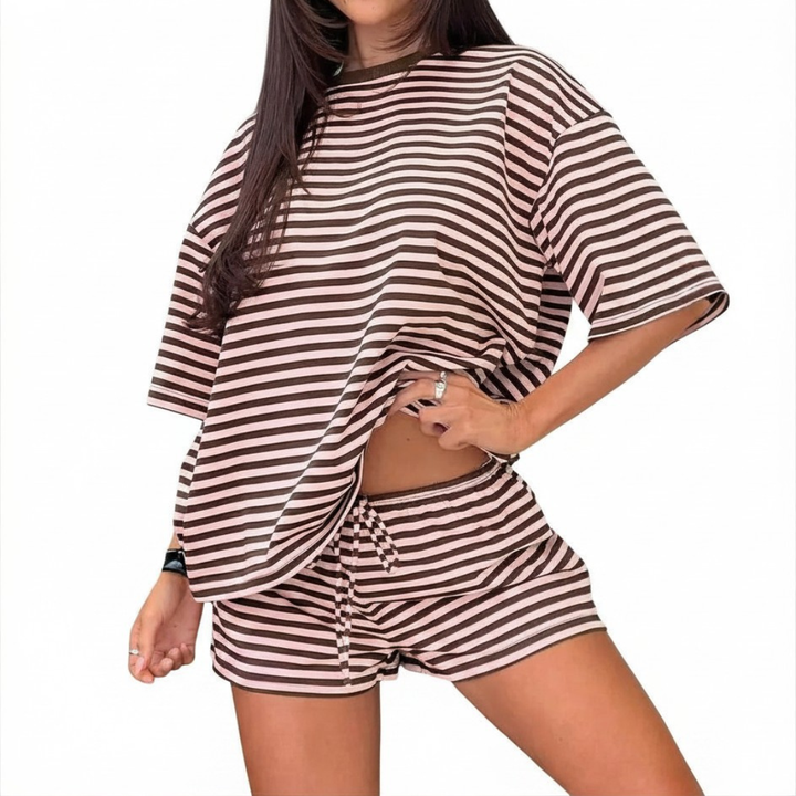 SOLÈNE™ – Gestreiftes Colorblock Lounge Zweiteiler