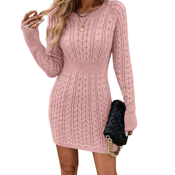 WINIFRED™ – Enganliegendes Zopfmuster-Pulloverkleid