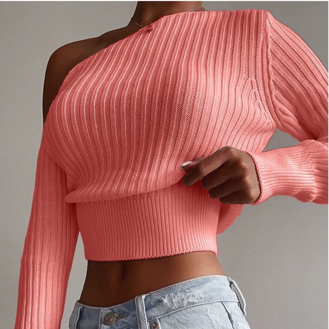 NADIA™ – Asymmetrischer One-Shoulder-Strickpullover