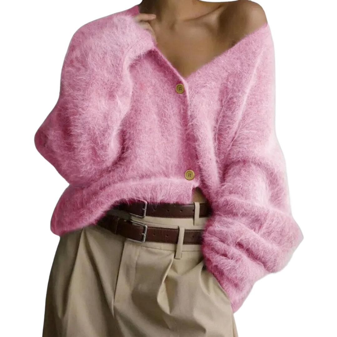 BRISEIS™ – Kuscheliger V-Ausschnitt Strickjacke mit Knöpfen