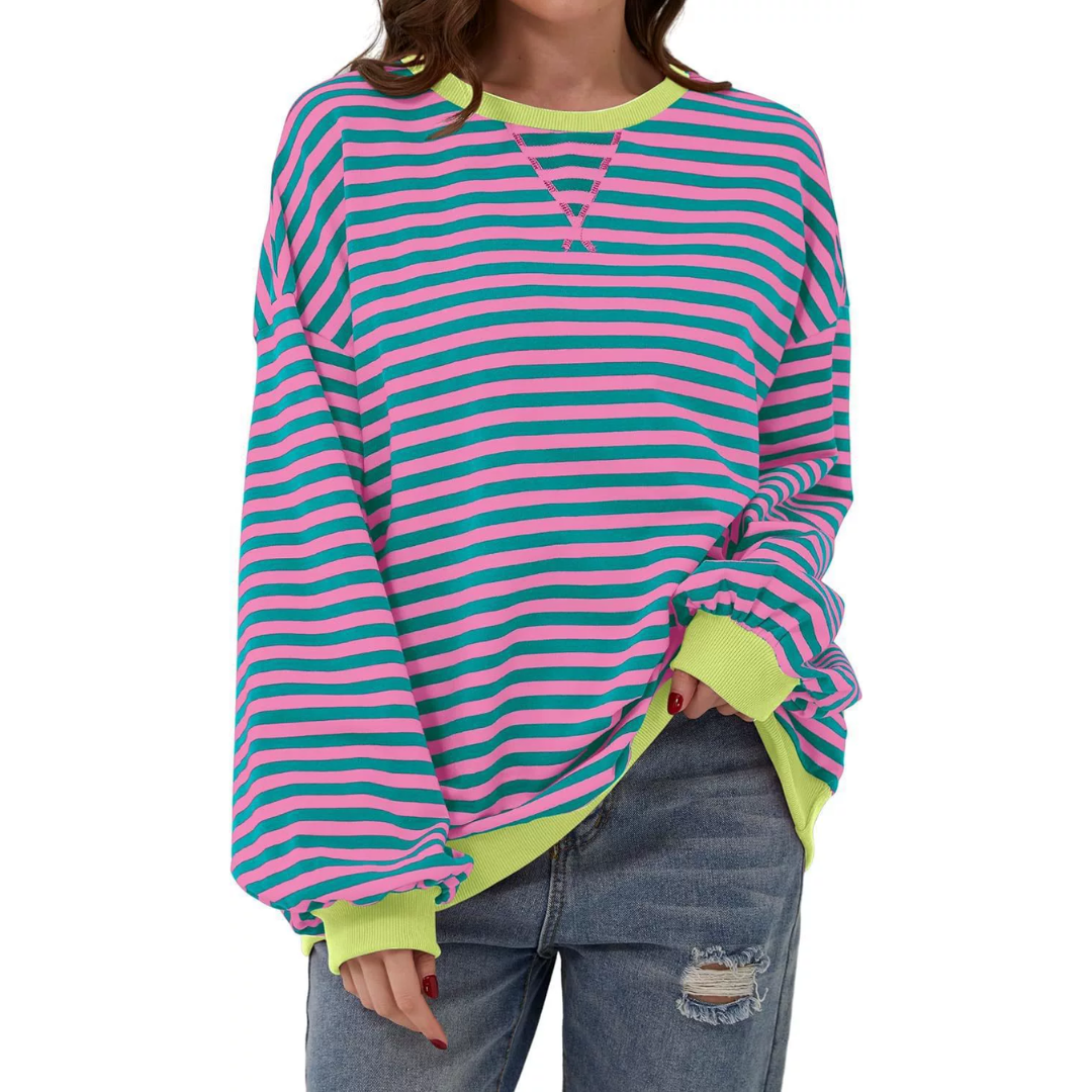DARLOWE™ – Entspannter Hoodie mit Streifen und Laternenärmeln