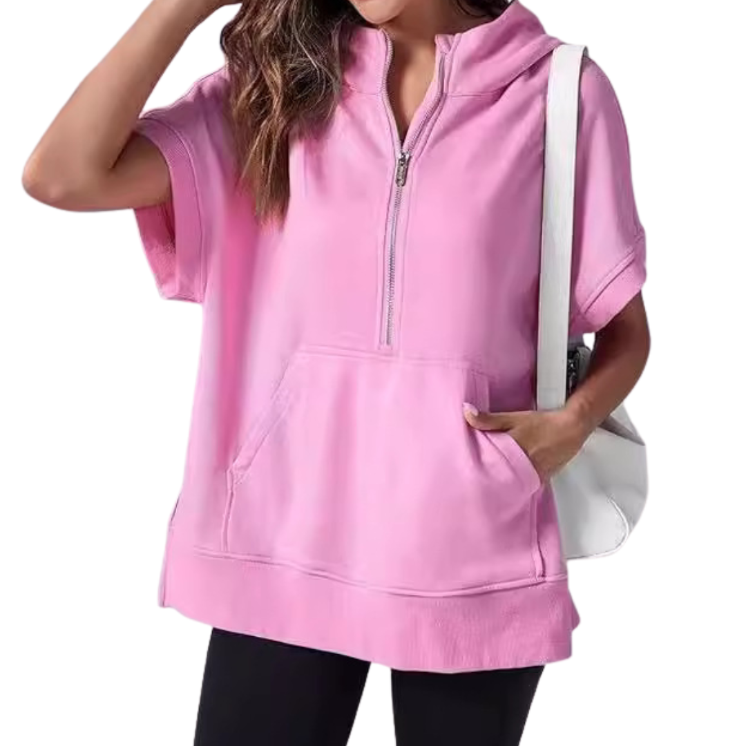 BREEYN™ – Entspanntes Kapuzen-Kurzarm-Sweatshirt