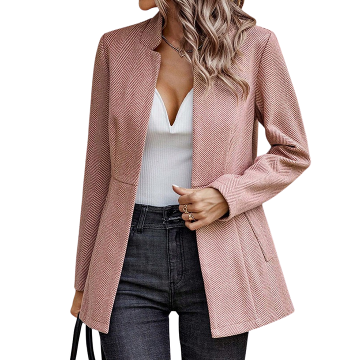 WAVNA™ – Polierter Blazer aus Wolle mit offener Vorderseite