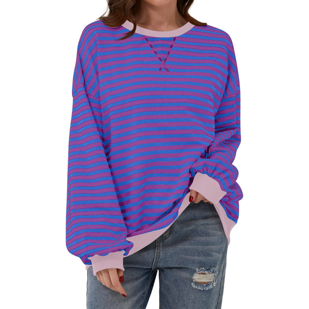 DARLOWE™ – Entspannter Hoodie mit Streifen und Laternenärmeln