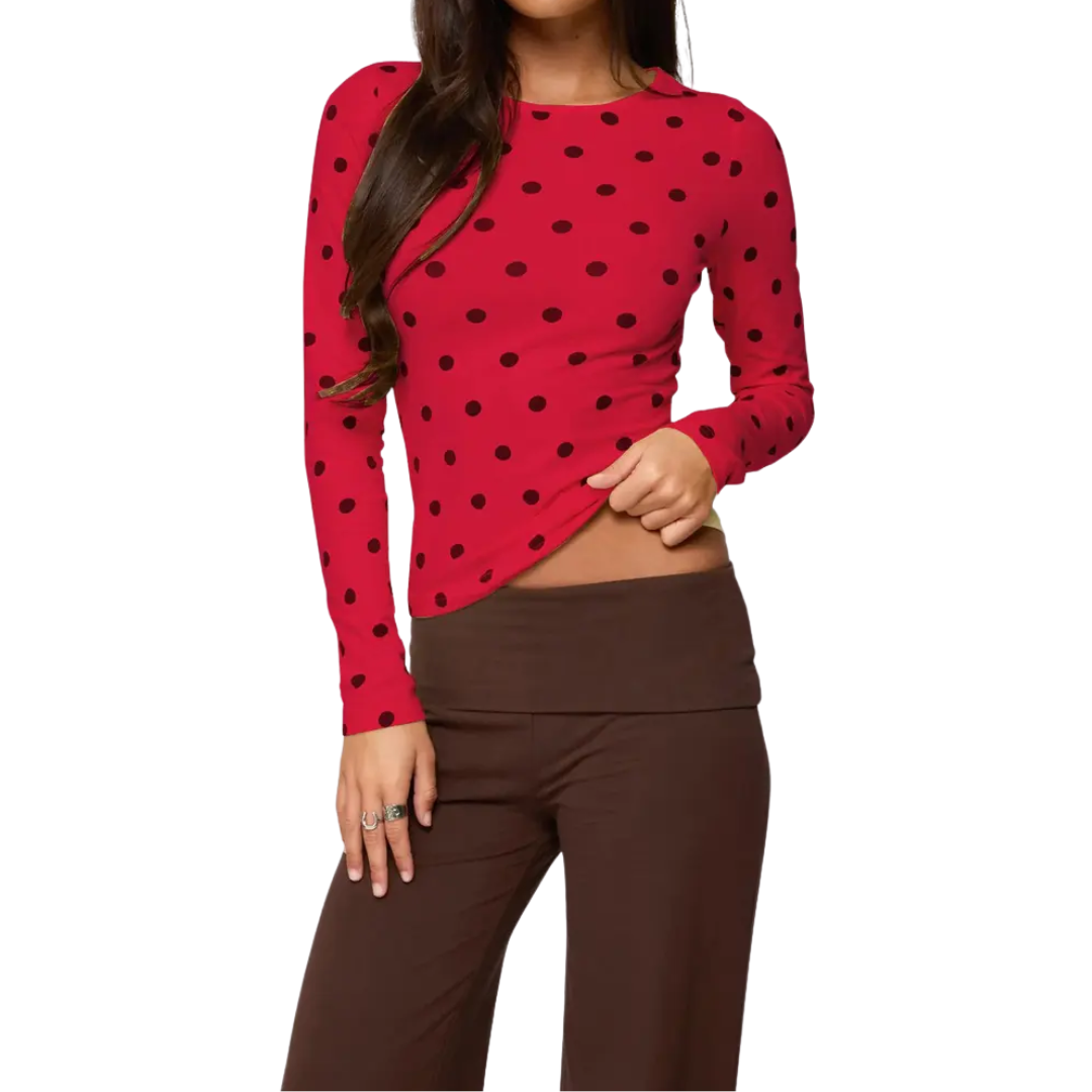 DOTTY™ – Langarm-Top mit Polka-Dot-Muster und schmaler Passform