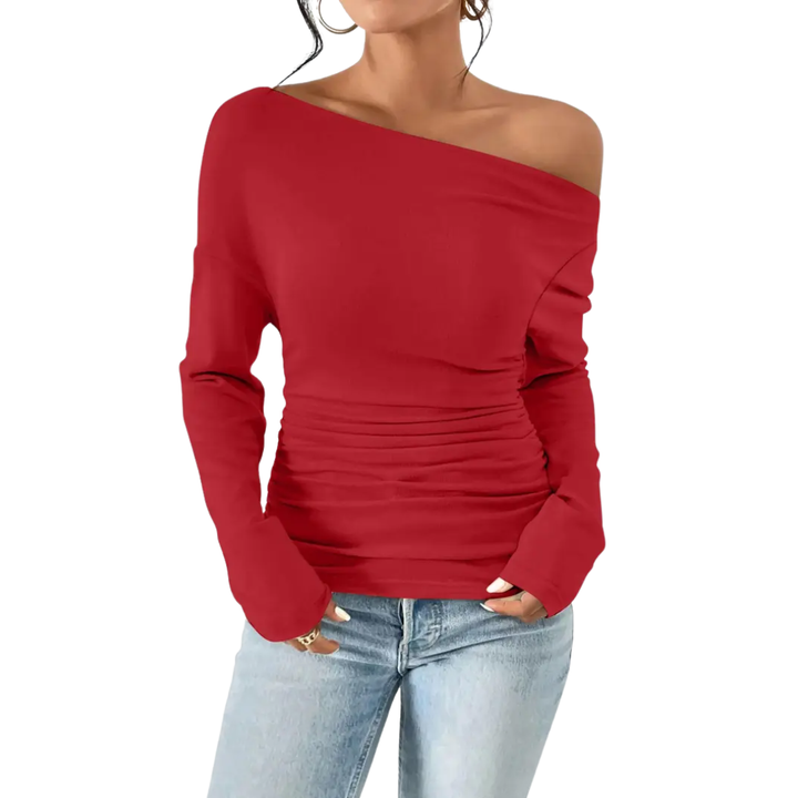 NAOMI™ – Elegantes, einseitig schulterfreies Langarm-Top