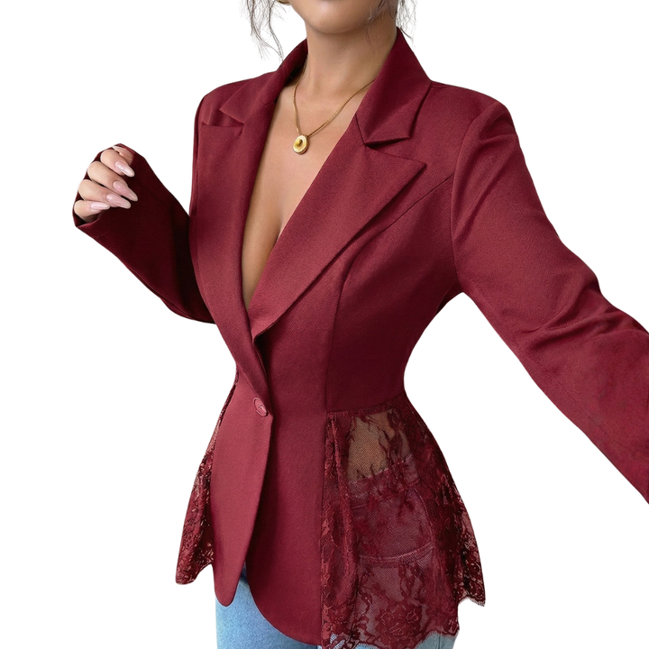 LEONIQUE™ – Figurbetonter Blazer mit Spitzenbesatz