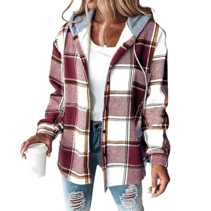 DOTTIE™ – Gemütliche Kapuzen-Fleece-Hemdjacke im Karodesign