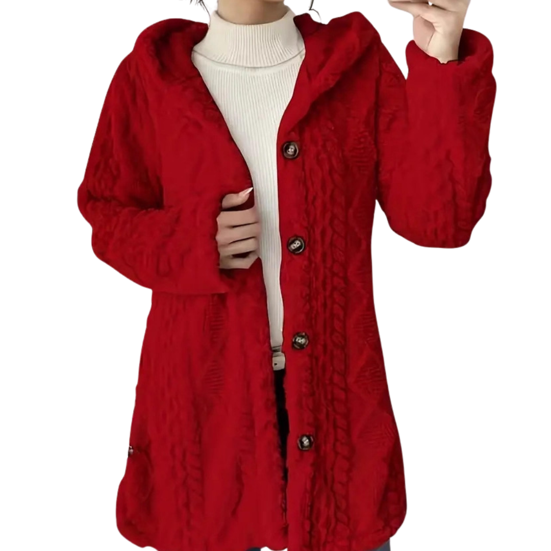 CLOVER™ – Kuschelige Jacquard-Fleece-Strickjacke mit Kapuze