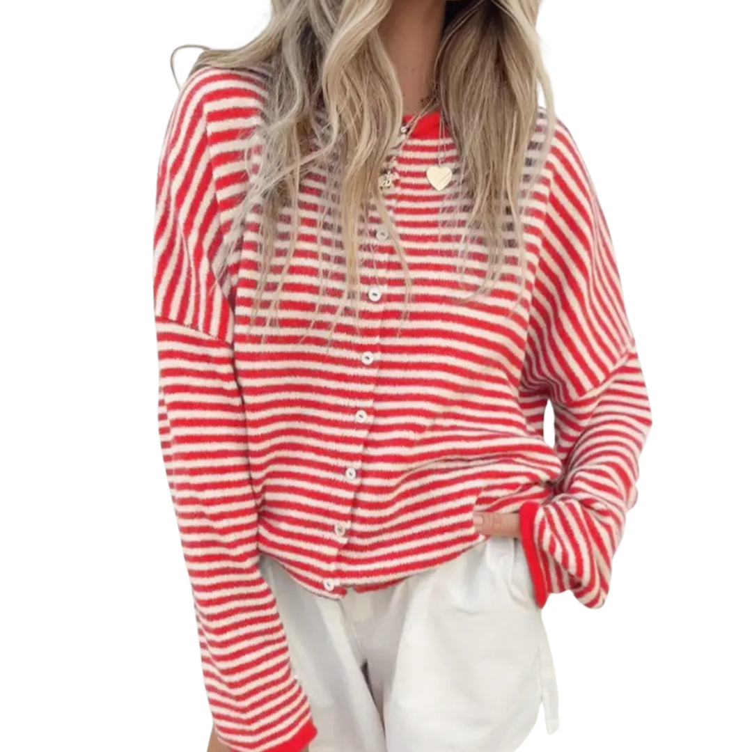 HADLEE™ – Gestreifter Strickpullover mit Knopfleiste