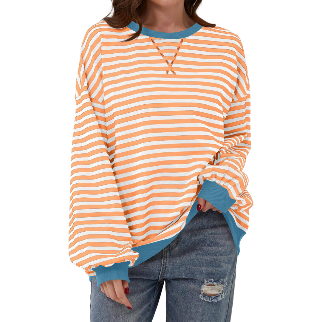DARLOWE™ – Entspannter Hoodie mit Streifen und Laternenärmeln