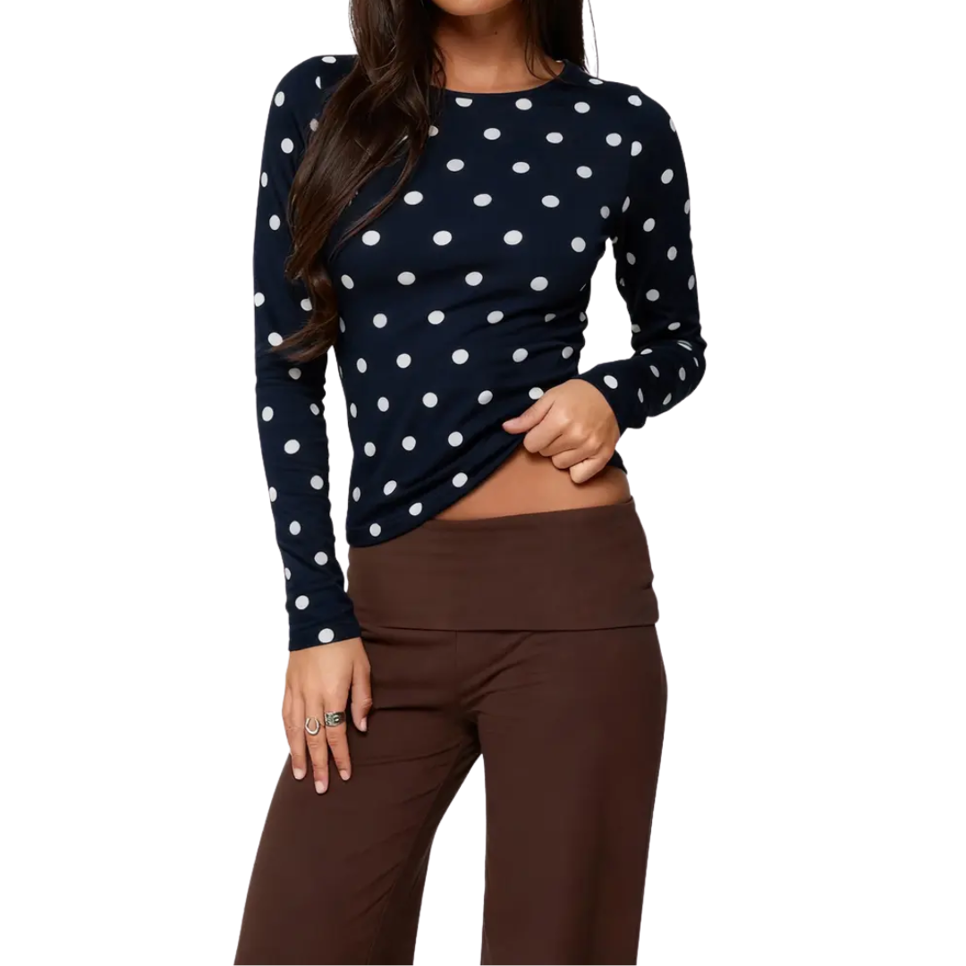 DOTTY™ – Langarm-Top mit Polka-Dot-Muster und schmaler Passform
