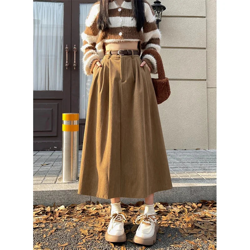 ESTELLE™ – Klassischer Gürtel-Cord-Midirock