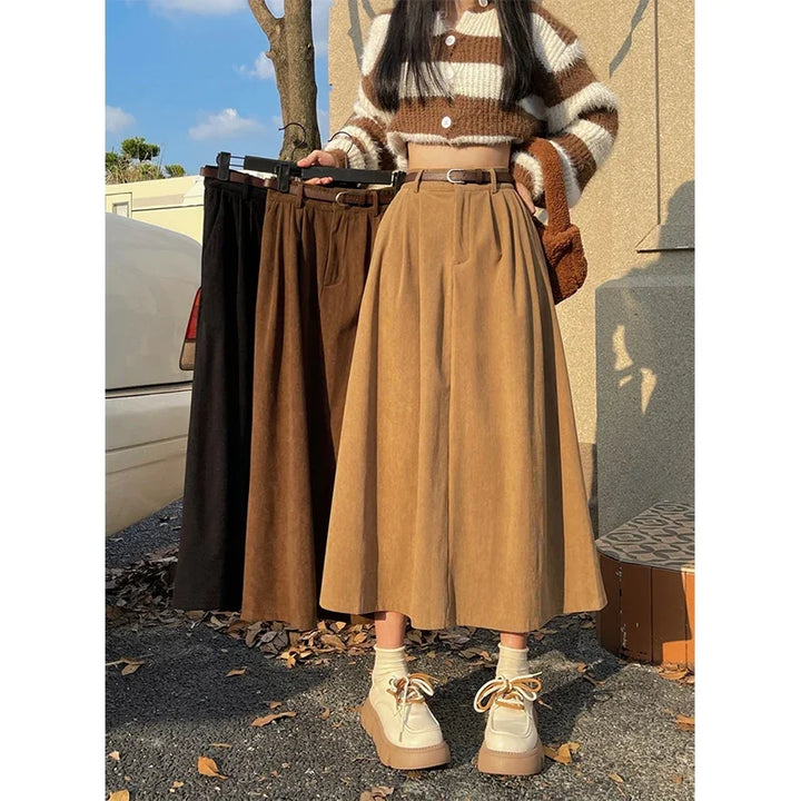 ESTELLE™ – Klassischer Gürtel-Cord-Midirock