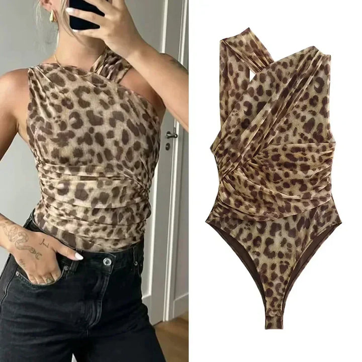 LYNE™ – Kühner Bodysuit aus Mesh mit Leopardenmuster