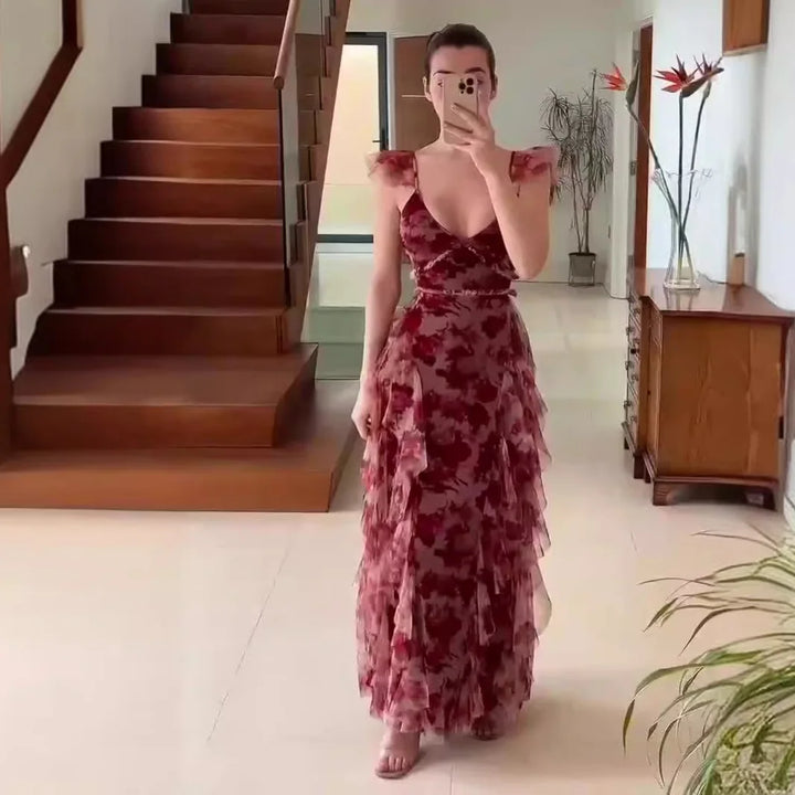 MARIELA™ – Romantisches Maxikleid mit Blumenmuster und Rüschen