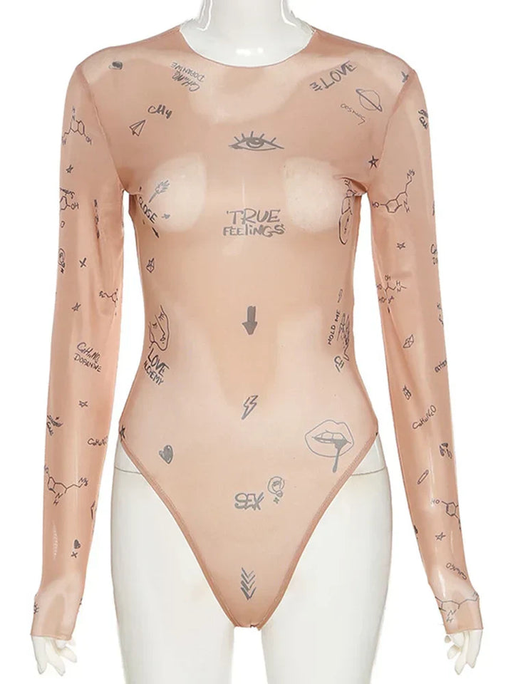 JANELLA™ – Moderner bedruckter Mesh-Bodysuit