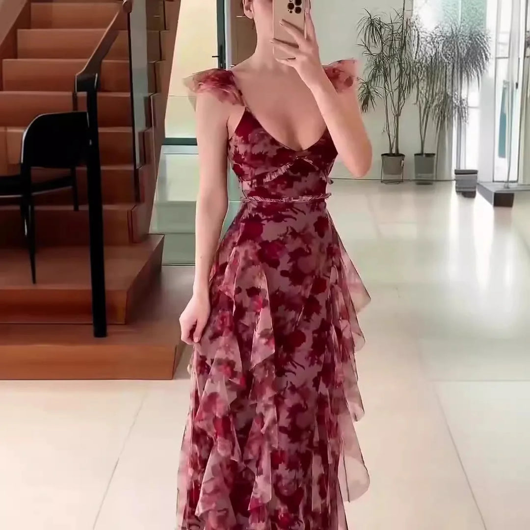 MARIELA™ – Romantisches Maxikleid mit Blumenmuster und Rüschen