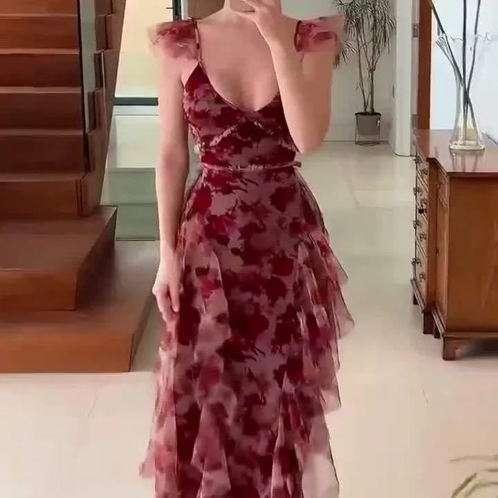 MARIELA™ – Romantisches Maxikleid mit Blumenmuster und Rüschen