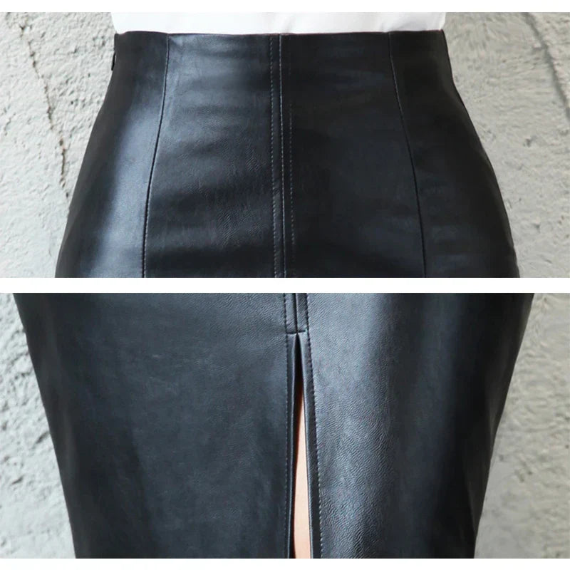 MONIQUE™ – Enger Bleistiftrock aus schwarzem Leder