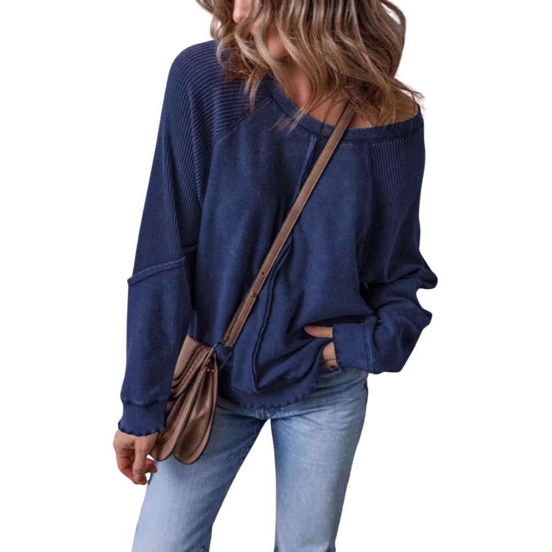 FALLON™ – Entspannt geschnittenes Waffelstrick-Raglan-Sweatshirt