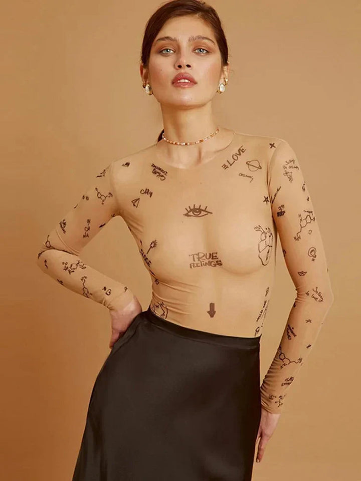 JANELLA™ – Moderner bedruckter Mesh-Bodysuit