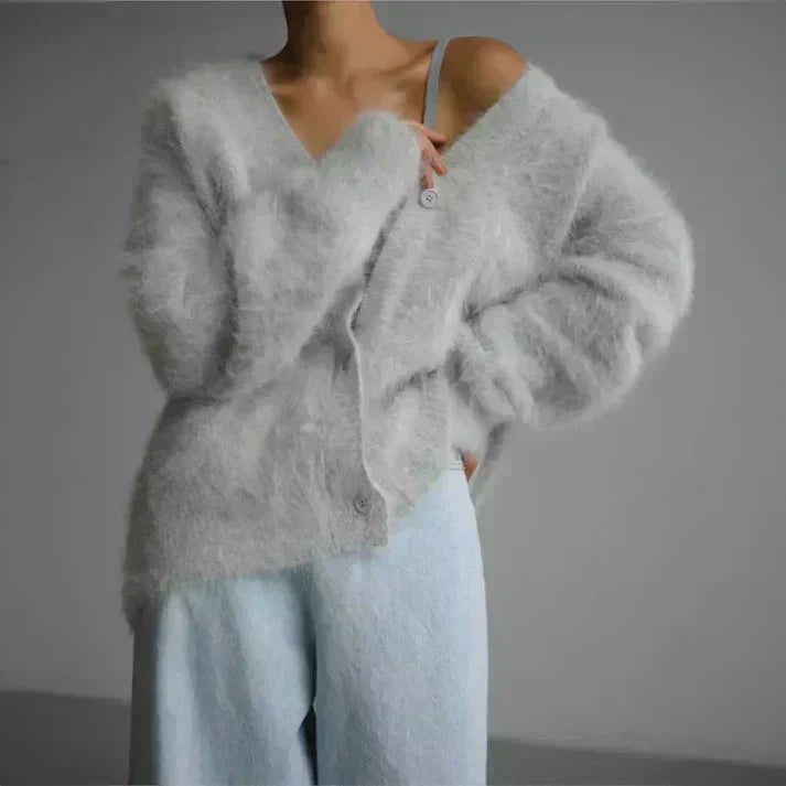 ADELE™ - Flauschige Mohair-Strickjacke