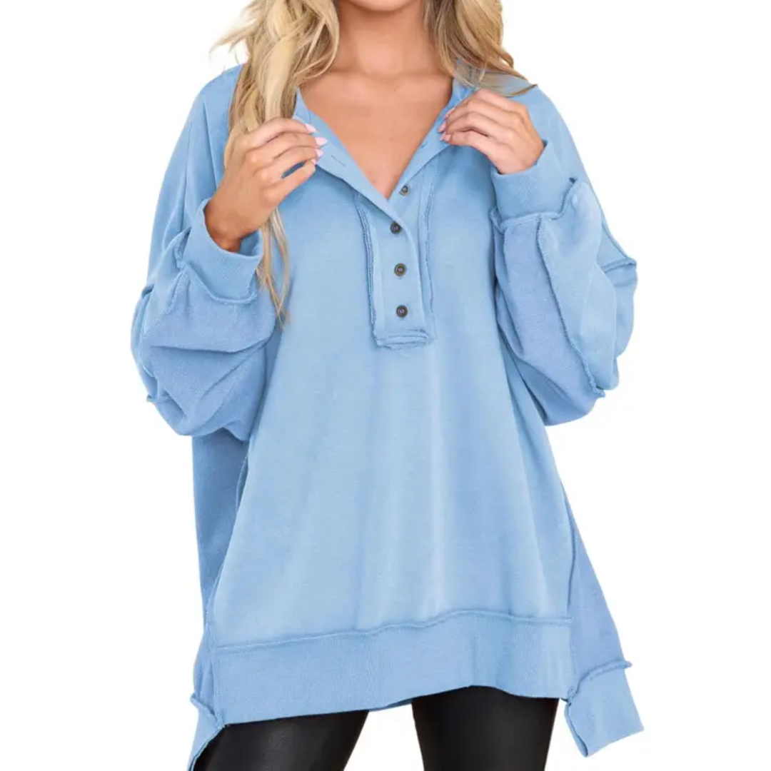 HARLOW™ – Gemütliches Oversized-Sweatshirt mit Knopfleiste