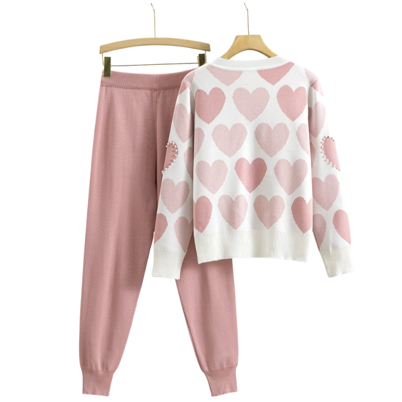 EDNA™ – Schickes zweiteiliges Strickset mit Herzmuster