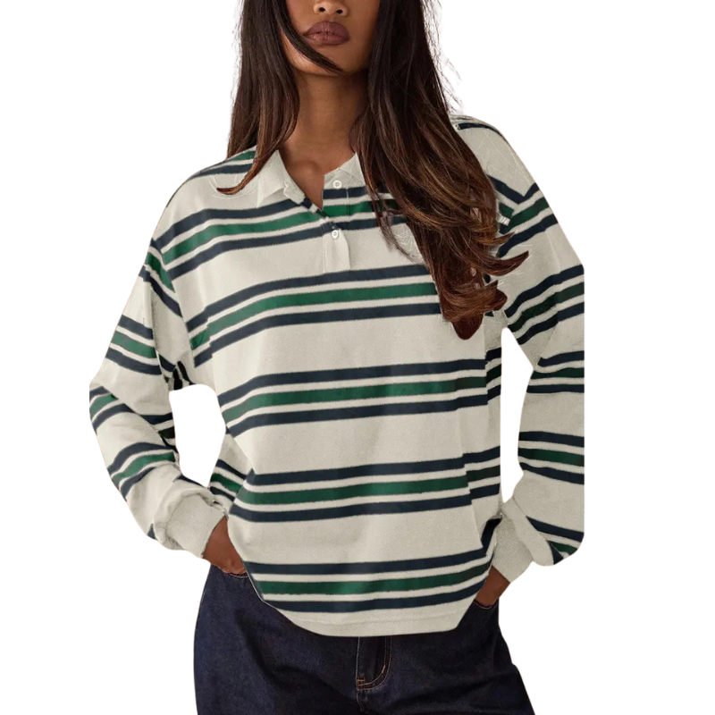 APRIL™ – Lässiges Colourblock-Streifen-Langarmshirt