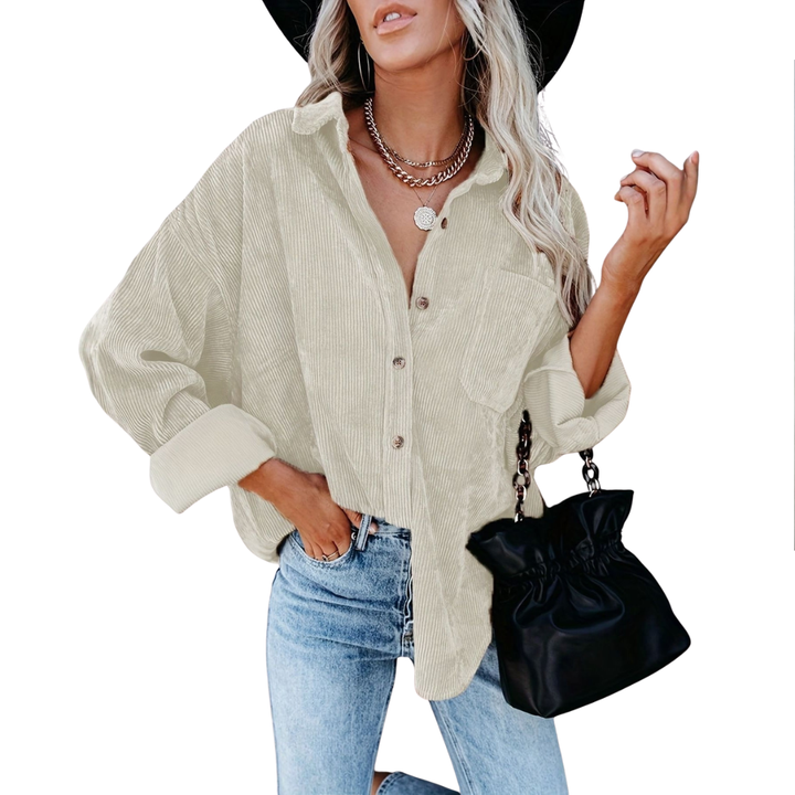 DARBY™ – Entspannte gerippte Knopfleistenbluse