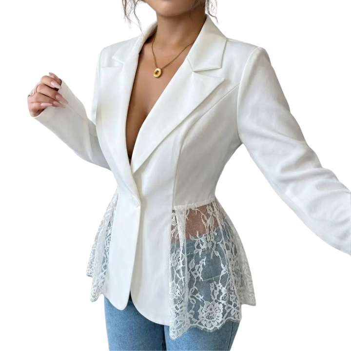 LEONIQUE™ – Figurbetonter Blazer mit Spitzenbesatz