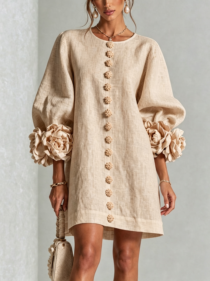 Imani | Strukturiertes Minikleid mit Puffärmeln