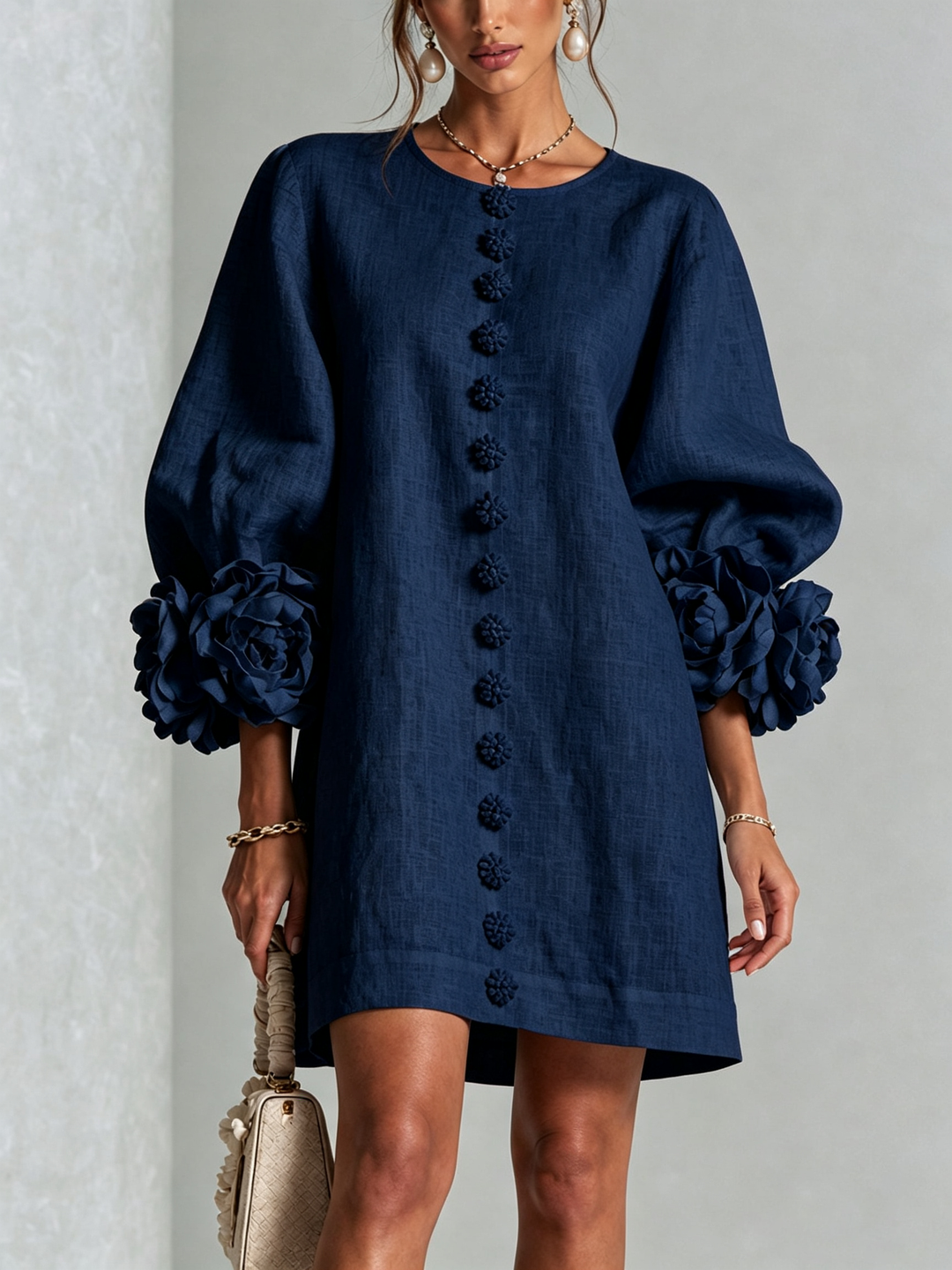 Imani | Strukturiertes Minikleid mit Puffärmeln