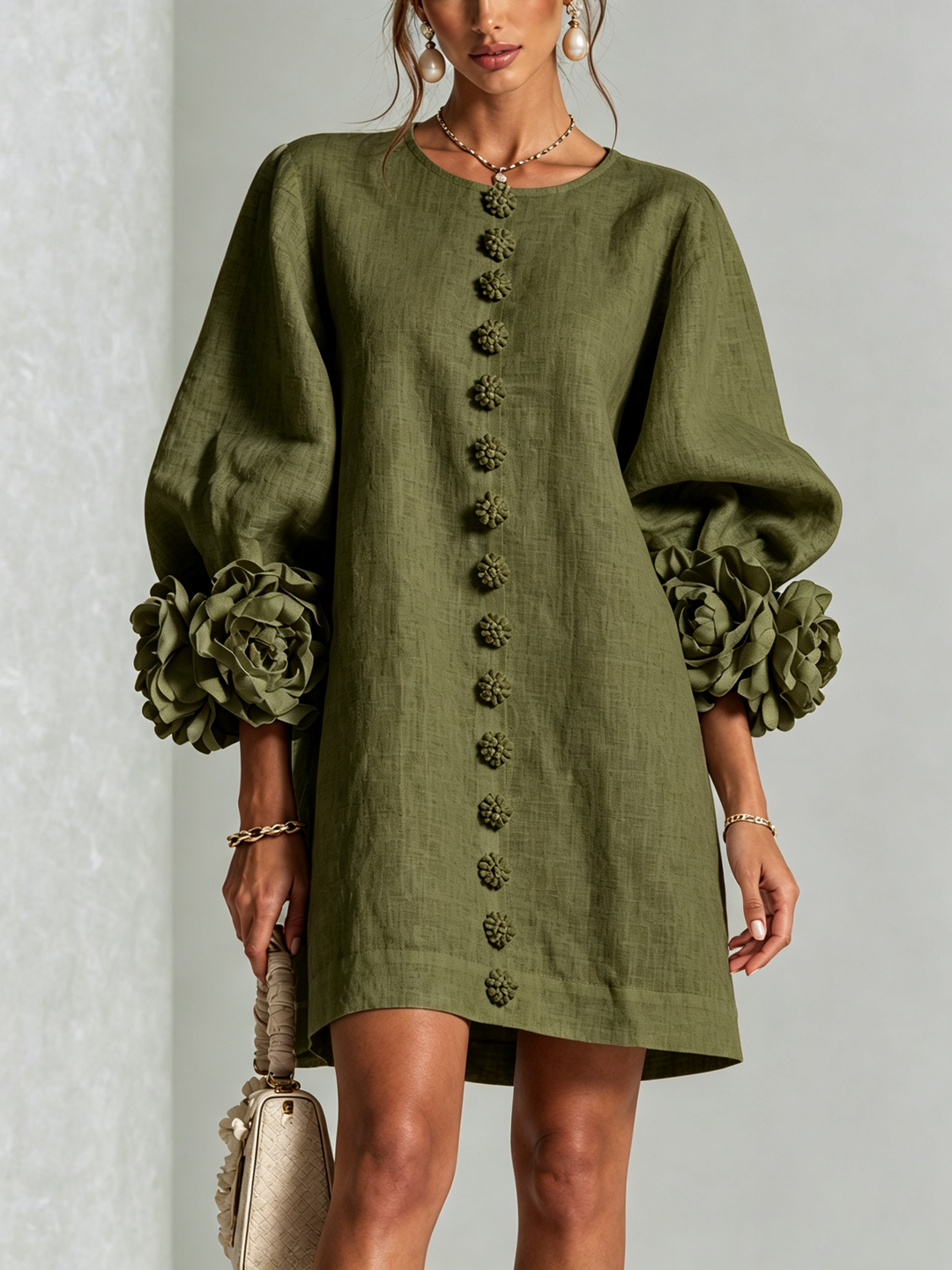 Imani | Strukturiertes Minikleid mit Puffärmeln